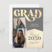 Carte Postale Faire-part Typographie collage graduation (Devant / Derrière)