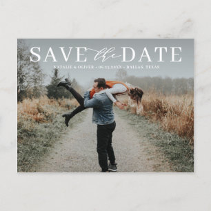Carte Postale Faire-part Typographie d'amour moderne Superposition Photo Sa