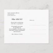 Carte Postale Faire-part Typographie de collage photo moderne graduation no (Dos)