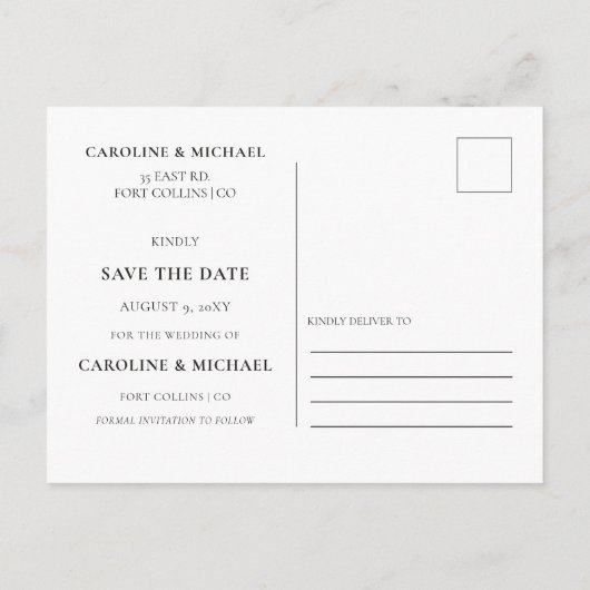 Carte Postale Faire-part Typographie de l'amour iridescent Photo Enregistre (Dos)