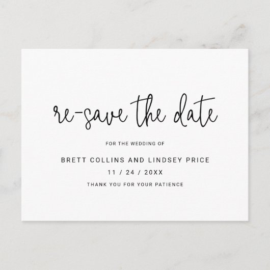 Carte Postale Faire-part Typographie de script moderne pour mariage Enregis (Devant)