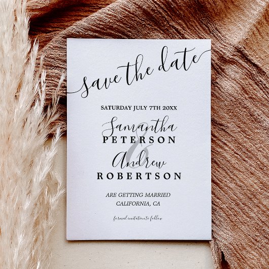 Carte Postale Faire-part Typographie décontractée moderne noir blanc enregi