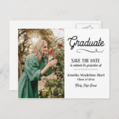 Carte Postale Faire-part Typographie Diplômé Moderne | Photo Enregistrer La (Devant / Derrière)