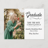 Carte Postale Faire-part Typographie Diplômé Moderne | Photo Enregistrer La (Devant)