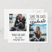 Carte Postale Faire-part Typographie Diplômé | Photo Moderne Enregistrer La (Devant / Derrière)