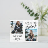 Carte Postale Faire-part Typographie Diplômé | Photo Moderne Enregistrer La (Debout devant)