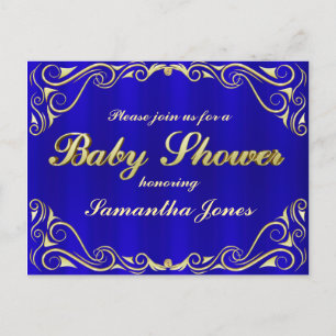 Carte Postale Faire-part Typographie dorée élégante et royale pour Baby Sho