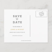 Carte Postale Faire-part Typographie dorée moderne sur Save the Date gris f (Dos)