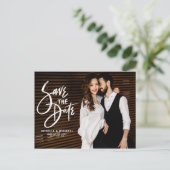 Carte Postale Faire-part Typographie du script de pinceau blanc Photo Enreg (Debout devant)