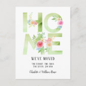 Carte Postale Faire-part Typographie Florale Nous Avons Déménagé (Devant)