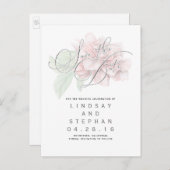 Carte Postale Faire-part Typographie florale rose élégante Enregistrer la d (Devant / Derrière)