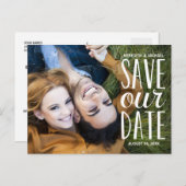 Carte Postale Faire-part Typographie lettrage à la main douce Photo Enregis (Devant / Derrière)