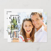 Carte Postale Faire-part Typographie lettrage photo Save the Date (Devant / Derrière)