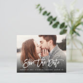 Carte Postale Faire-part Typographie manuscrite Mariage Enregistrer la date (Debout devant)