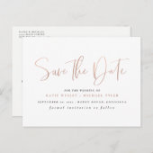 Carte Postale Faire-part Typographie minimale or rose Enregistrer la date (Devant / Derrière)