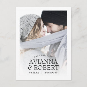 Carte Postale Faire-part Typographie minimaliste Photo Enregistrer la date