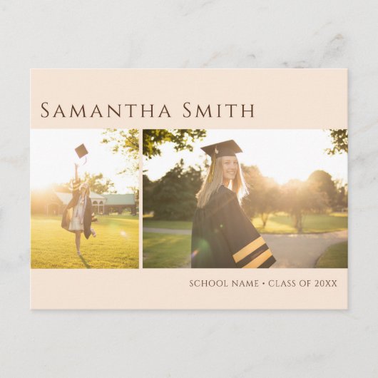 Carte Postale Faire-part Typographie moderne beige simple 2 Photo remise de (Devant)