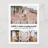 Carte Postale Faire-part Typographie Moderne Cinq Photo Mariage Épargnez la (Devant)