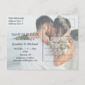 Carte Postale Faire-part typographie moderne couple 4 photos enregistrer no (Dos)