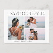 Carte Postale Faire-part typographie moderne couple 4 photos enregistrer no (Devant)