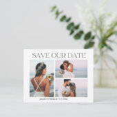 Carte Postale Faire-part typographie moderne couple 4 photos enregistrer no (Debout devant)