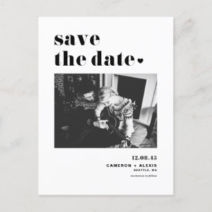 Carte Postale Faire-part Typographie moderne en noir gras Photo Enregistrer