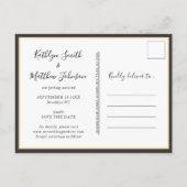 Carte Postale Faire-part Typographie moderne noir et blanc Mariage photo (Dos)