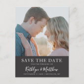 Carte Postale Faire-part Typographie moderne noir et blanc Mariage photo (Devant)