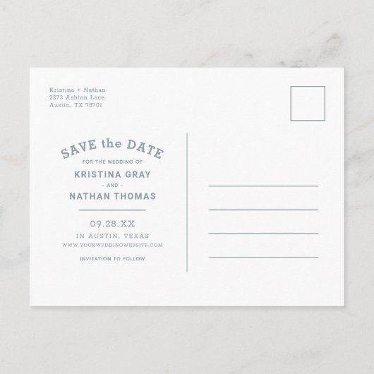 Carte Postale Faire-part Typographie Moderne Photo en surimpression Enregis (Dos)