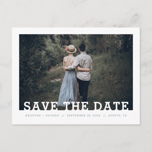 Carte Postale Faire-part Typographie Moderne Photo en surimpression Enregis (Devant)