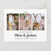 Carte Postale Faire-part Typographie moderne Quatre mariage photo Sauvez la (Devant)