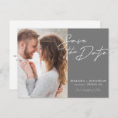 Carte Postale Faire-part Typographie Moderne Simple Photo Enregistrer La Da (Devant / Derrière)