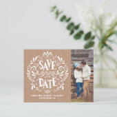 CARTE POSTALE FAIRE-PART TYPOGRAPHIE MODERNE | TOILE DE JUTE | CARTON D'INV (Debout devant)