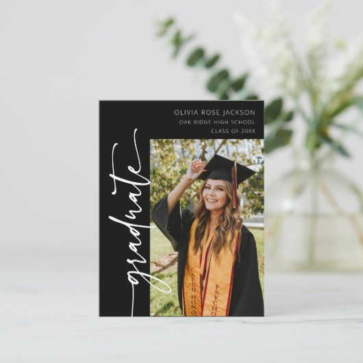Carte Postale Faire-part Typographie Noire moderne Diplôme photo (Debout devant)