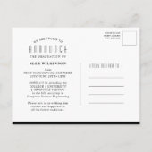 Carte Postale Faire-part Typographie Noire moderne Diplôme photo simple (Dos)