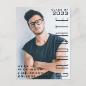 Carte Postale Faire-part Typographie Noire moderne Diplôme photo simple (Devant)