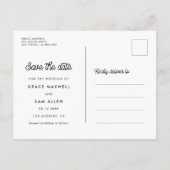 Carte Postale Faire-part Typographie rétro Enregistrer la date (Dos)