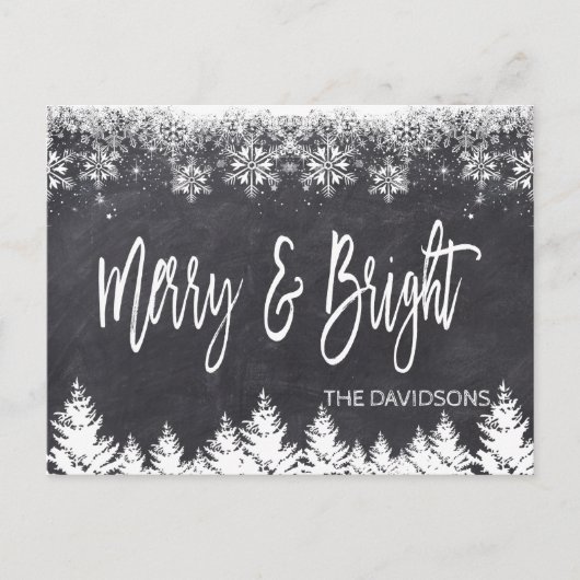 Carte Postale Faire-part Typographie rustique de tableau noir « Merry and B (Devant)