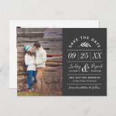 Carte Postale Faire-part Typographie Rustique Moderne Photo Enregistrer la (Devant / Derrière)