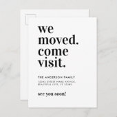Carte Postale Faire-part Typographie simple et propre Nous avons déménagé V (Devant / Derrière)