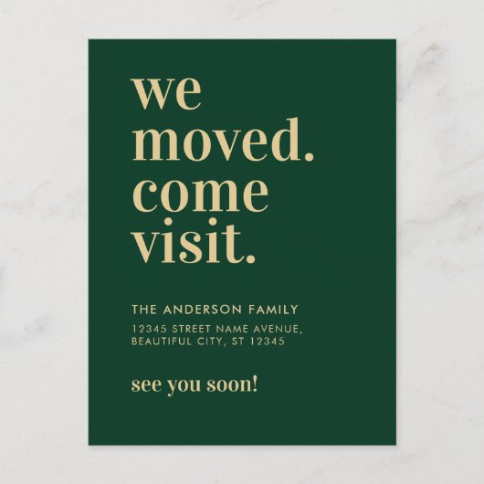 Carte Postale Faire-part Typographie simple Nous avons déménagé Venez visit (Devant)