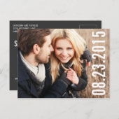 CARTE POSTALE FAIRE-PART TYPOGRAPHIE SIMPLE | PHOTO ENREGISTRER LA DATE CAR (Devant / Derrière)