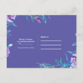 Carte Postale Faire-part Ultra violet violet Aqua Floral Chic Enregistrer l (Dos)