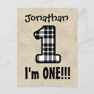 Carte Postale Faire-part Un an 1er Anniversaire Plaid Numéro A07G