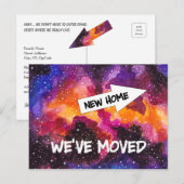 Carte Postale Faire-part Une nouvelle adresse drôle dans l'espace cosmique (Devant / Derrière)