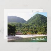 Carte Postale Faire-part Une plage sablonneuse sur l'île de la Sainte-Lucie (Devant / Derrière)