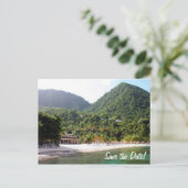 Carte Postale Faire-part Une plage sablonneuse sur l'île de la Sainte-Lucie (Debout devant)