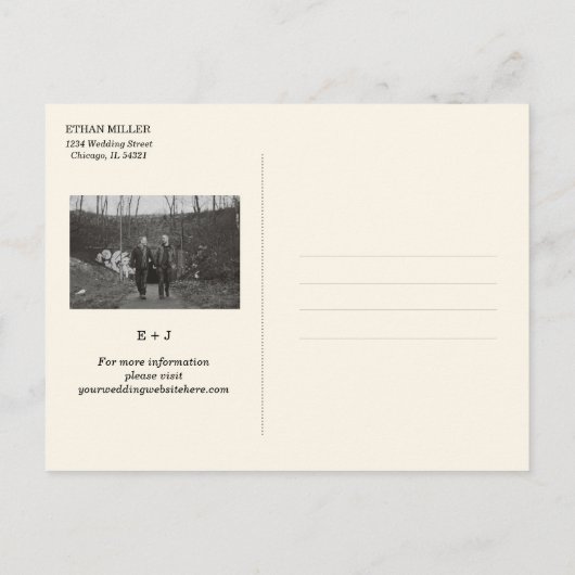 Carte Postale Faire-part Union moderne Sauvez la date (Dos)