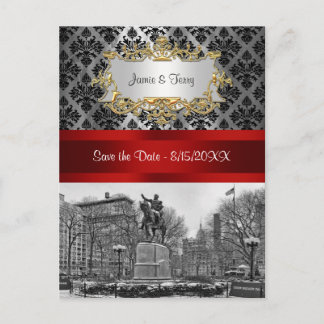 Carte Postale Faire-part Union Square NYC Black Damask 211 Enregistrez la D