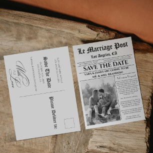 Carte Postale Faire-part Unique Journal Classic Enregistrer La Date